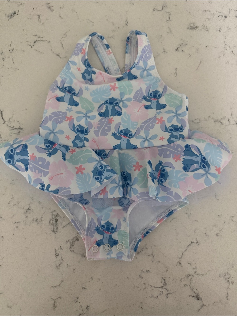 Disney Stitch Floral Ruffle One-Piece Swimsuit